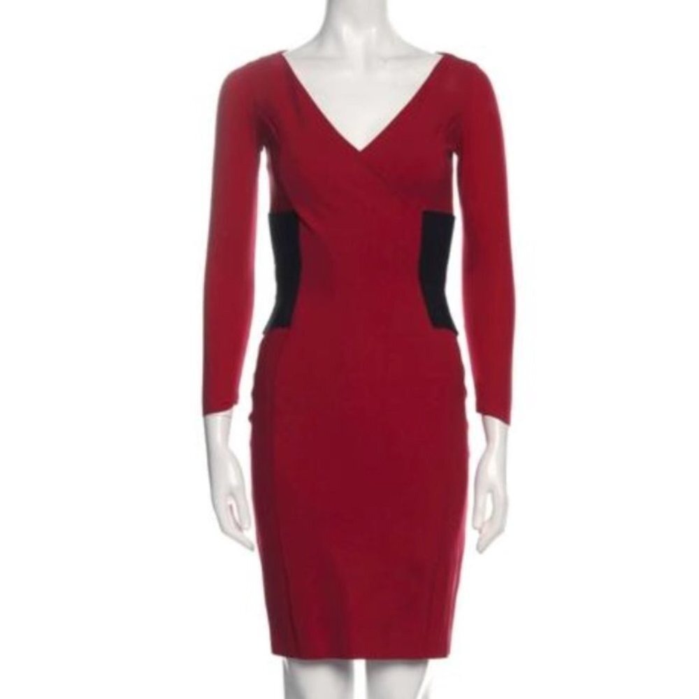 Chiara Boni V-Neck  RED  Sheath Dress  XS